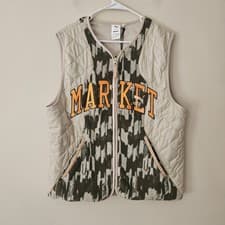 Image of NWT Puma x Market Quilted Vest Embroidered Full Zip Tan Camo Size M
