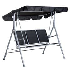 Image of Durable 3-Seater Outdoor Swing Chair - Black