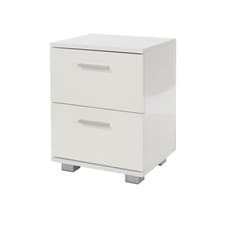 Image of Lido - White high gloss 2 drawer compact bedside cabinet