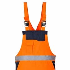 Image of Portwest S489 Hi Vis Bib and Brace Orange Navy 2XL Waterproof Work Trousers