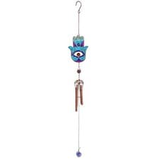 Image of Blue Hand of Hamsa Windchime Garden Hanging Decoration Outdoor