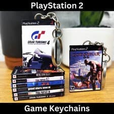 Image of Mini PS2 Game Case Keychains, Miniature Sony Playstation 2 Cover Art, Gamer Gift