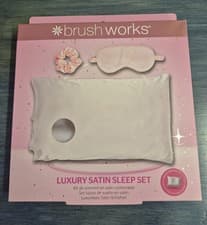 Image of Brushworks Satin Sleep Set – Pillowcase, Sleep Mask & Scrunchie – New & Boxed