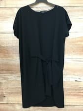 Image of DKNY Black Short Length Tie at Waist Dress