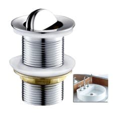 Image of Flip Top Unslotted Basin Sink Waste Push Button Slotted Chrome Slotted Waste