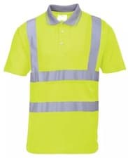 Image of Portwest Hi Vis Polo Shirt Men’s Short Sleeve XS Safety Workwear Yellow Top