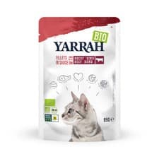 Image of Yarrah Organic Adult Cat Wet Food Fillets with Beef Gravy - 85g