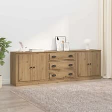 Image of Sideboards Cabinet with Drawer & Door 3PC Artisan Oak 210 x 35.5 x 67.5 cm