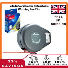 Image of Vileda Cordomatic Retractable Washing line 15m | 1 x 15m clothes line holds 15kg