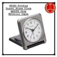 Image of SEIKO Folding Travel Alarm Clock QQ638S Gray Metallic Japan