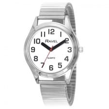 Image of Ravel Men's Super Bold Easy Read Expander Watch Silver/White 36mm