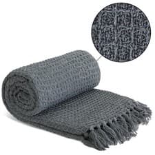 Image of Throw Blanket for Sofas Bed Runner Honeycomb Waffle Soft Cotton Honeycomb