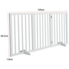 Image of 3/4 Panels Folding Pet Gate Wooden Dog Fence Safety Barrier Divider Freestanding