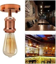 Image of Industrial Semi Flush Mount Lamp Bulb E27 Holder Ceiling light for living room
