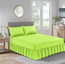 Image of Fitted Valance Sheet Plain Dyed Polycotton Bed Sheet Single, Double & King Size