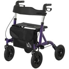 Image of HOMCOM Rollator Walker with Seat, Backrest, Bag, All-terrain Wheels