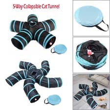Image of Pop Up 5 Way Cat Tunnel Pet Interactive Puppy Tube Kitten Play Toy Rabbit Hides