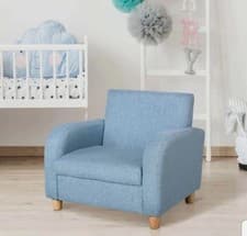 Image of HOMCOM Child Armchair Wood Frame w/ Padding Seat Low-Rise Bedroom Blue