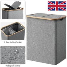 Image of 145L Double Laundry Basket w/ Lid Laundry Bags, Large Collapsible-Laundry Hamper