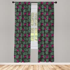 Image of Flamingo Curtains 2 Panel Set Zoo Animals in Pink
