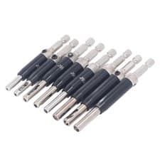 Image of ⁺8Pcs Self Centering Hinge Drill Bit Black Hex Shank Hinge Hole Opening Drill