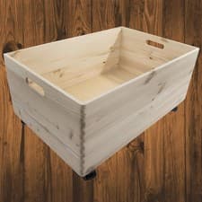 Image of Extra Large Plain Wooden Storage Open Box Crate Container w/ Wheels 60x40x28cm