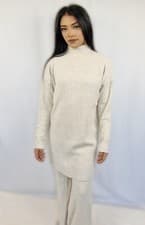 Image of Womens matching co-ord set. High neck, ribbed, long sleeve, knitwear set.
