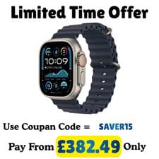 Image of Apple Watch Ultra 2 LTE - Silver - Navy Band - M/L - 49mm Titanium - Very Good