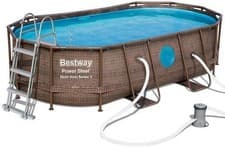 Image of Swimming Pool 14' x 8' 2" Steel Pro Frame Bestway Rattan Swim Outdoor Garden