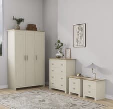 Image of 4 Piece Modern Bedroom Furniture Bedside Table Wardrobe Set Chest of Drawers