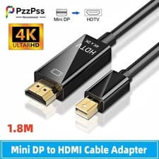 Image of 1.8M 4K Mini DisplayPort DP to HDMI Male Cable Adapter Converter 4K2K UK
