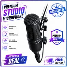 Image of Audio Technica AT-2020 Cardioid Condenser Microphone for Studio - AT2020 XLR