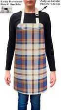 Image of Handmade Tartan Check PVC Coated Wipe Clean Waterproof Aprons - Code: F679-3