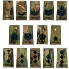 Image of Rifles Multicam Rank Slide (PAIR)- Black & Green Embroidery British Military