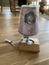Image of Disney FROZEN Blue Table Lamp with Die Cut Shade Olaf Anna Elsa Brand NEW 3-D