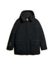 Image of Superdry City Padded Hooded Parka Jacket Longline Black Quilted Coat grey
