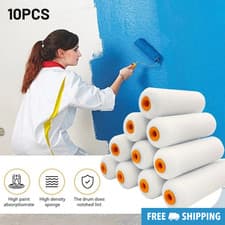 Image of 10PCS Mini Foam Paint Roller Sleeves 4" 100mm Sponge Refills Decorating UK