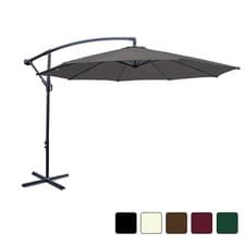Image of Round Rectangle Garden Parasol Banana Umbrella Sun Shade Canopy Crank Tilt Base