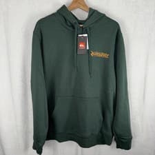 Image of Quiksilver Men's Hoodie Fleece Long Sleeve Green Topiary NWT Size Large