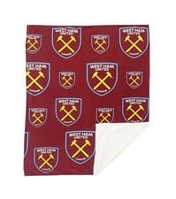 Image of West Ham FC Sherpa Blanket Bed Sofa Throw Official Licensed Multi Gift
