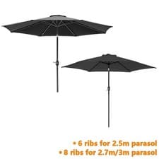 Image of Garden Parasol Outdoor Round Umbrella Sun Shade Canopy 2.5m 2.7m 3m Crank Tilt