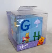 Image of Disney Avon Winnie The Pooh Money Box. Vintage. NEW Boxed. Blue. 8cm cube. Resin