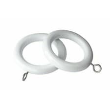 Image of Solid Wooden Curtain Rings with Eyes Hooks in White, Wood, Mahogany, Oak 45mm UK