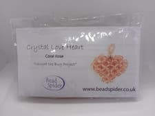 Image of Crystal Love Heart Kit by Bead Spider - Coral Rose - New - makes 3 hearts