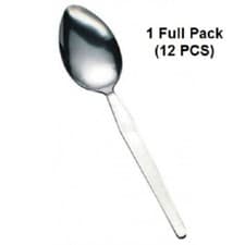 Image of Silver Stainless Steel Dessert Spoon Dinner Kitchen Spoon Heavy Duty Pack of 12