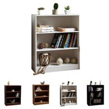 Image of Cambridge 3 Tier Low Bookcase Display Shelving Storage Shelves Wood Unit Stand