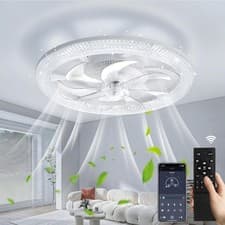 Image of 6 Speed Large LED Ceiling Fan with Lighting LED Light Adjustable Wind + Remote