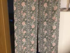 Image of PAIR OF NEW CURTAINS COTTON GREY FLORAY STRIPE