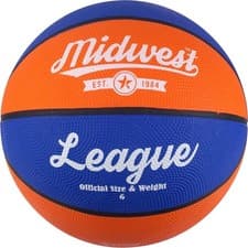 Image of Size 5 Basketball, Blue/Orange – Indoor/Outdoor, Rubber Exterior
