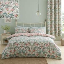 Image of Catherine Lansfield Clarence Floral Duvet Cover Set Reversible Bedding Green